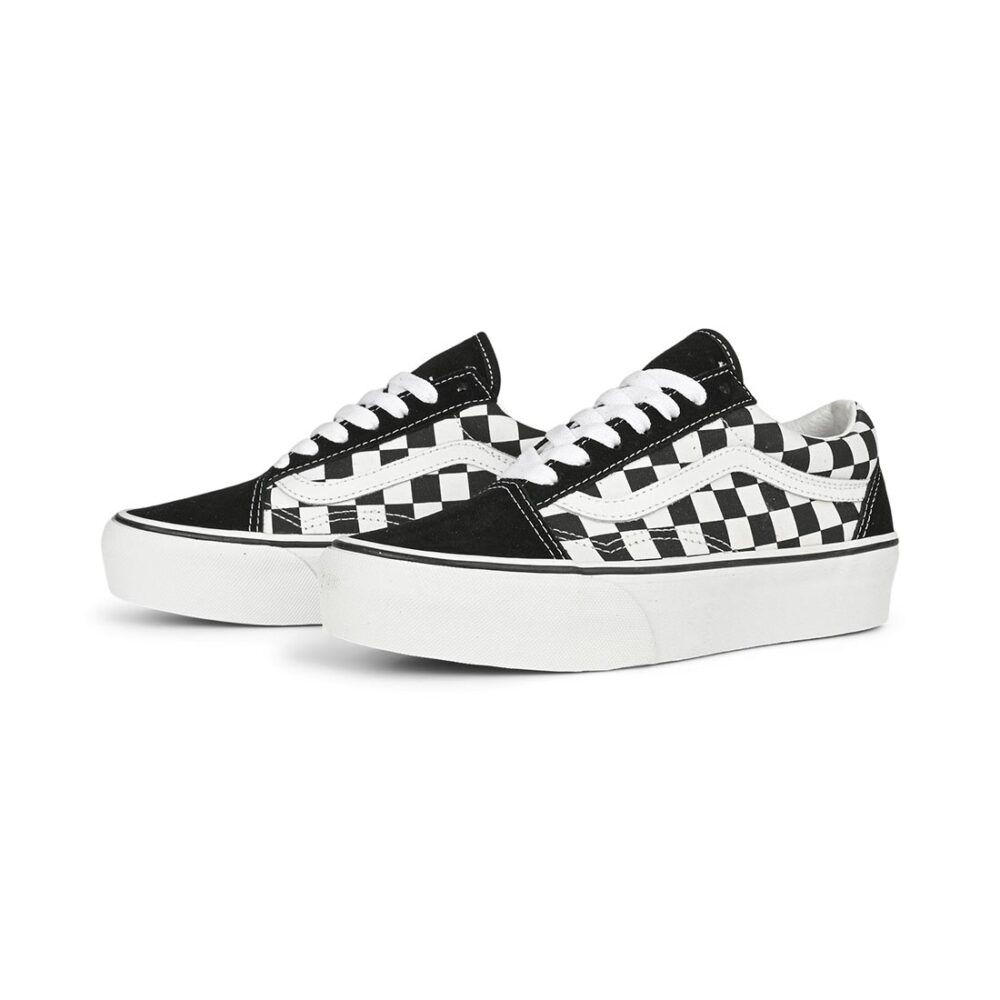 Vans Old Skool Platform Skate Shoes - Checkerboard Black/True White