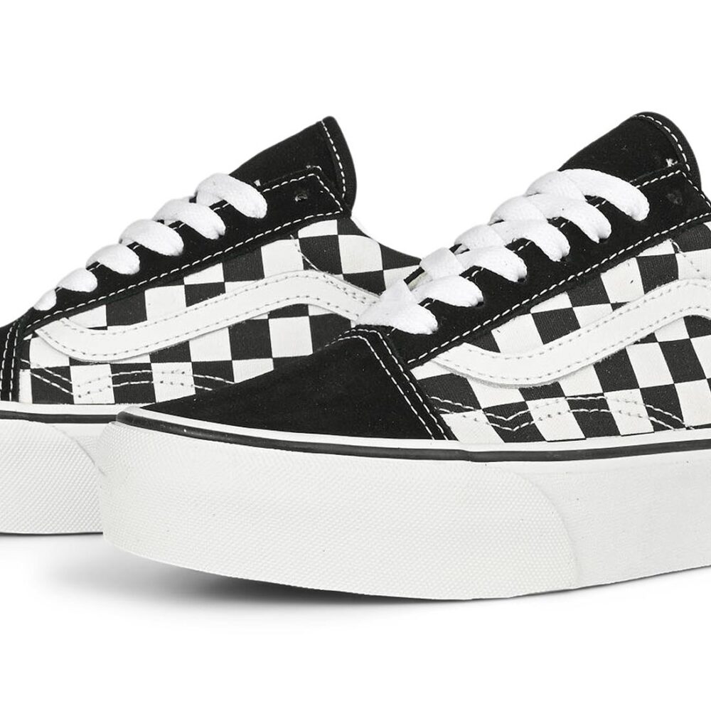 Vans Old Skool Platform Skate Shoes - Checkerboard Black/True White