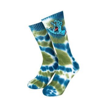 Santa Cruz Screaming Hand Crew Socks - Teal Tie Dye