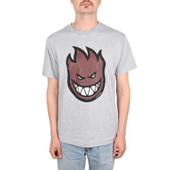 Spitfire Bighead Fill S/S T-Shirt - Heather Grey/Dark Red
