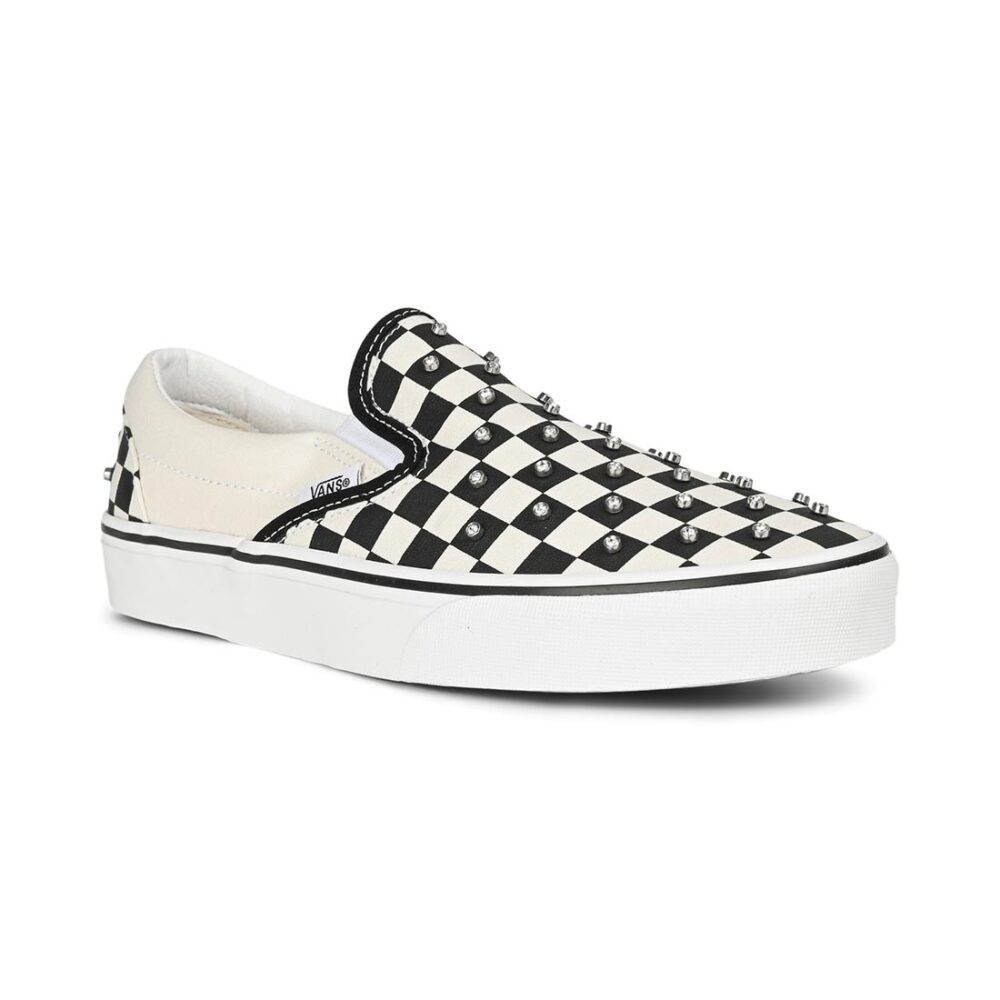 Vans Classic Slip-On Rhinestone Skate Shoes - Black/White