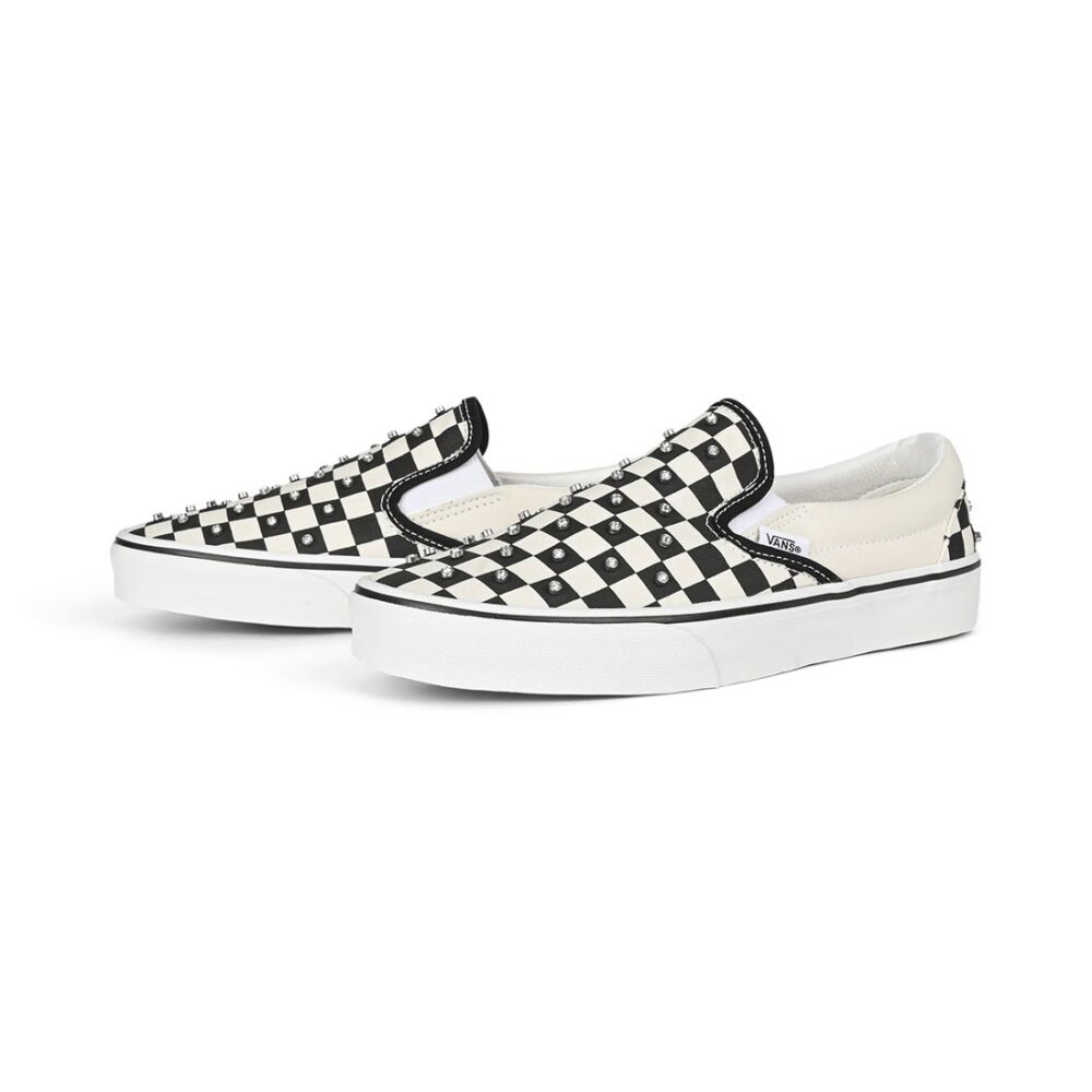 Vans Classic Slip-On Rhinestone Skate Shoes - Black/White