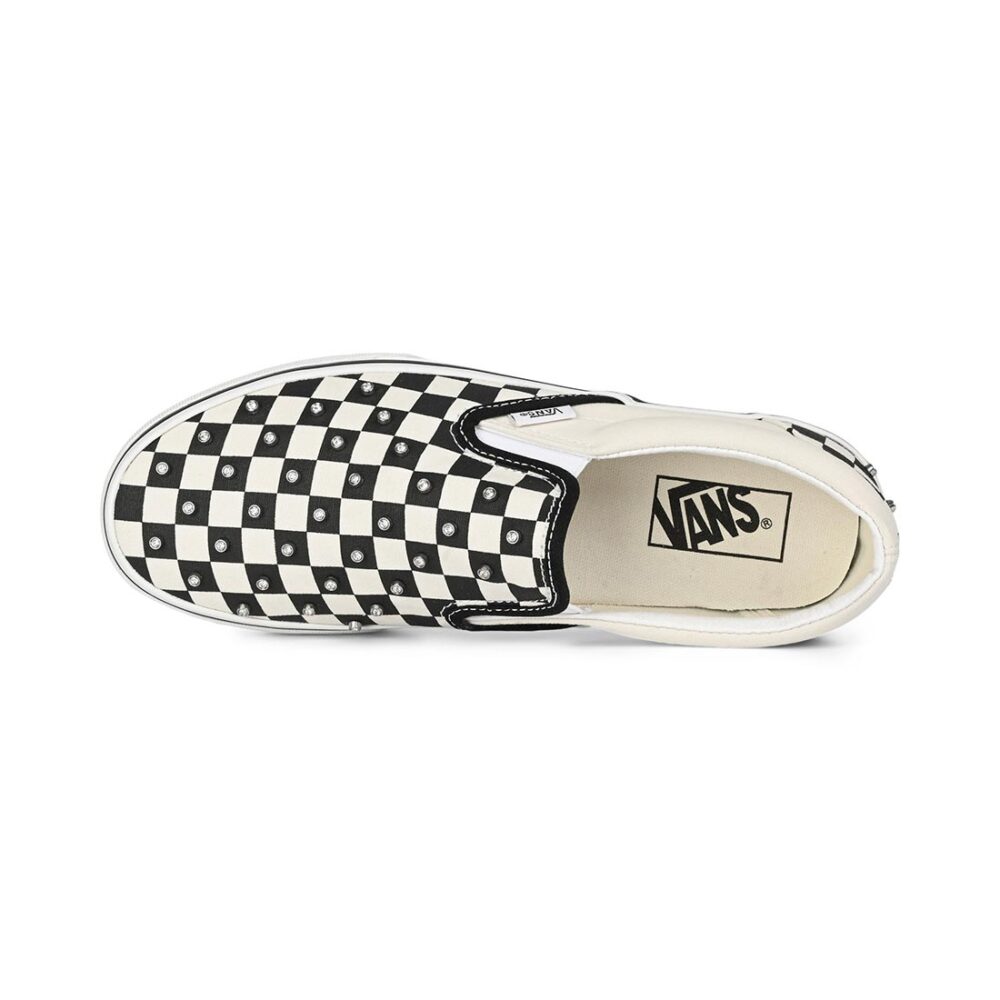 Vans Classic Slip-On Rhinestone Skate Shoes - Black/White