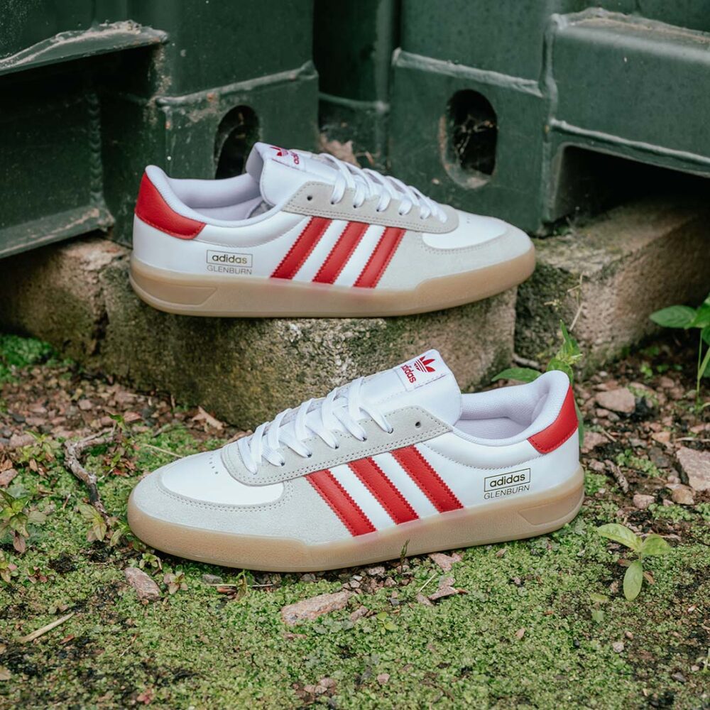 Adidas Glenburn Skate Shoes - White/Better Scarlet/Gum