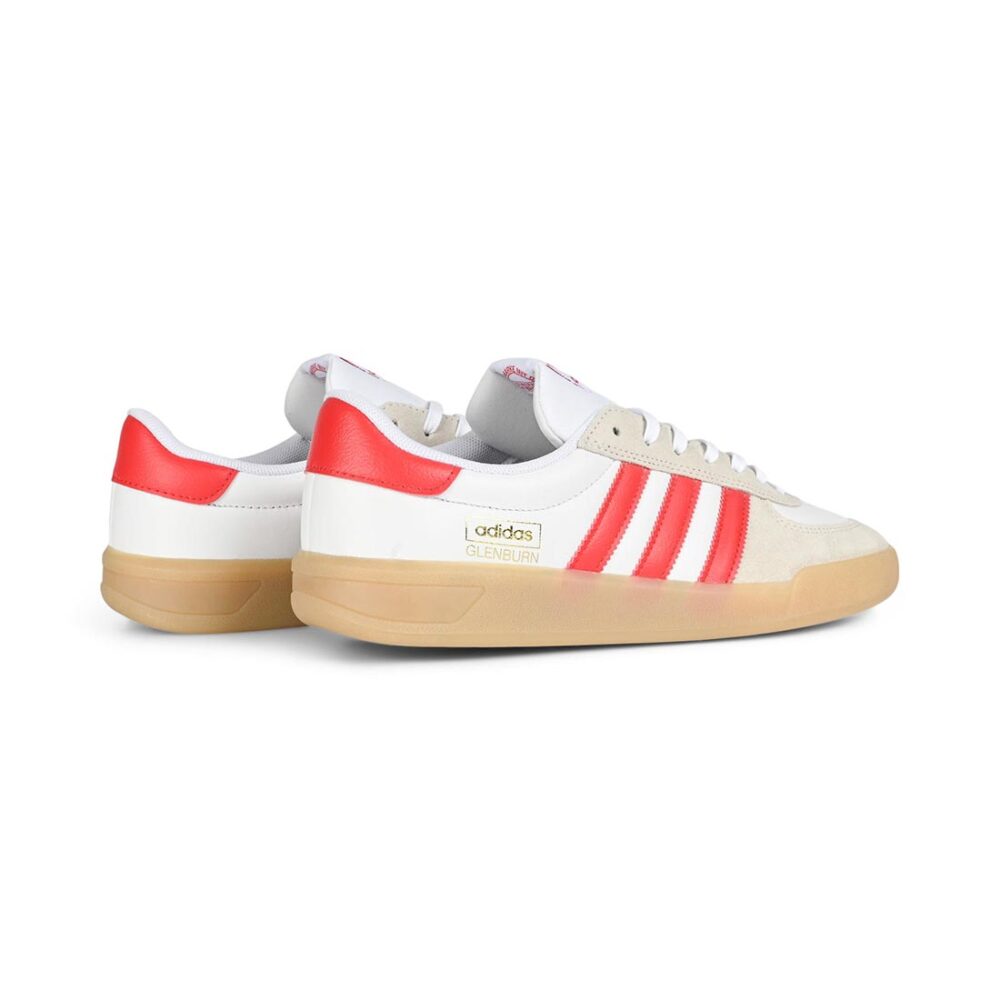 Adidas Glenburn Skate Shoes - White/Better Scarlet/Gum