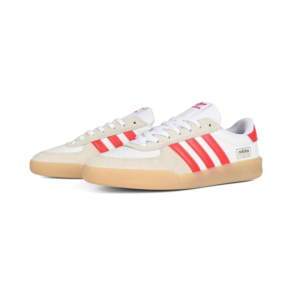 Adidas Glenburn Skate Shoes - White/Better Scarlet/Gum
