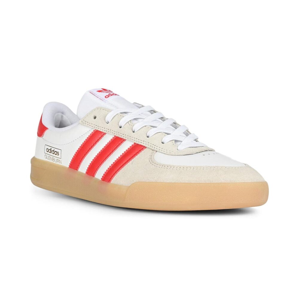 Adidas Glenburn Skate Shoes - White/Better Scarlet/Gum
