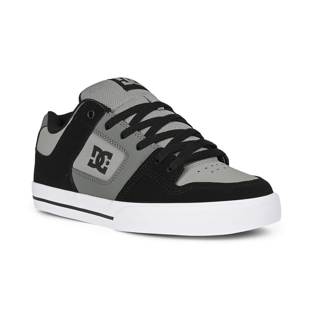 DC Pure Skate Shoes - Black/Dark Grey/Grey - Mens 9 UK - Leather