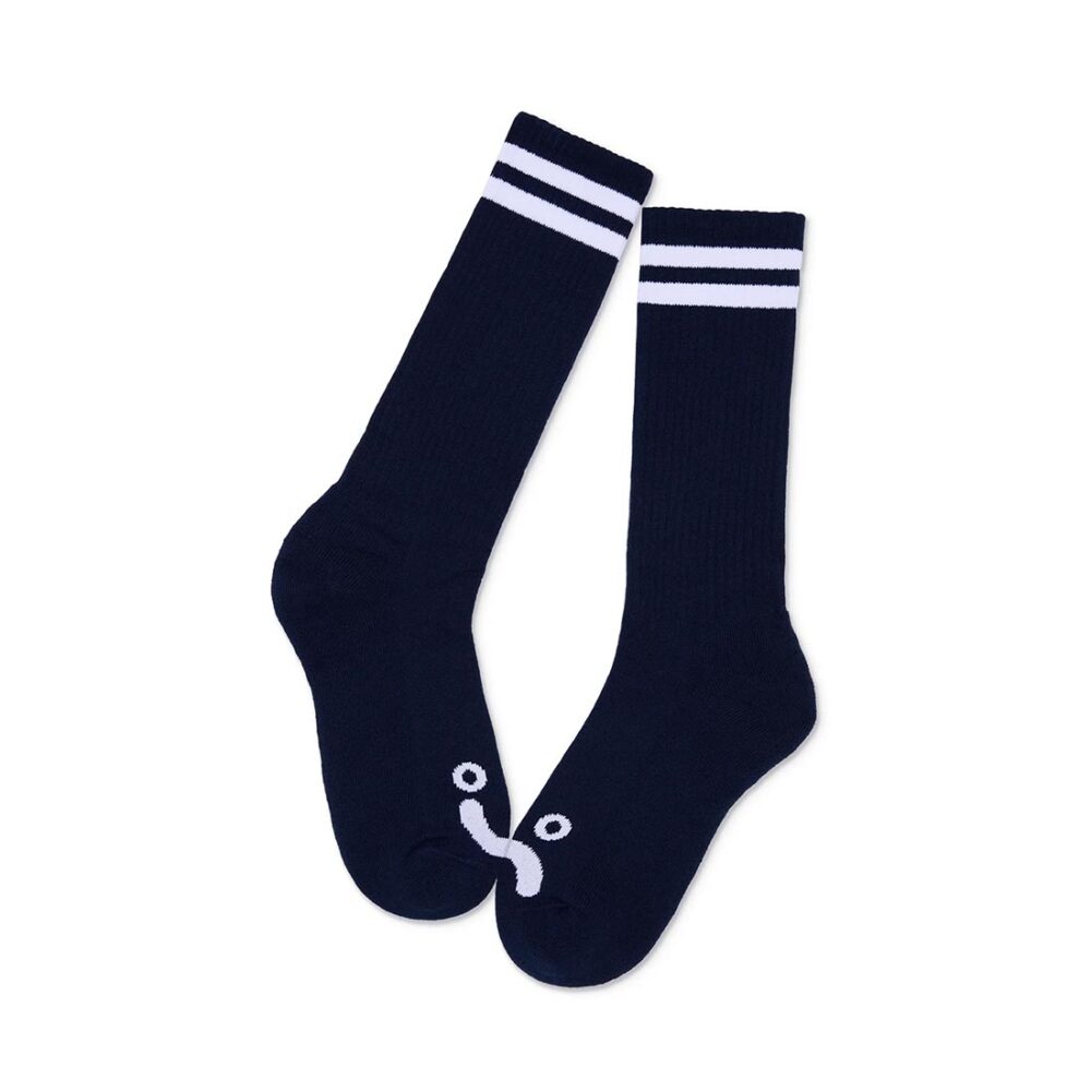 Polar Happy Sad Long Rib Socks - Navy/White