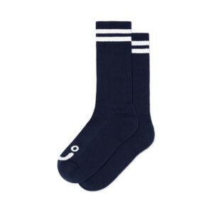 Polar Happy Sad Long Rib Socks - Navy/White