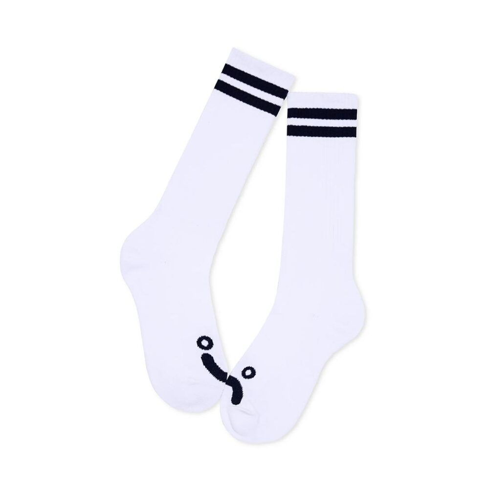 Polar Happy Sad Long Rib Socks - White/Navy