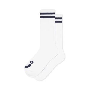 Polar Happy Sad Long Rib Socks - White/Navy