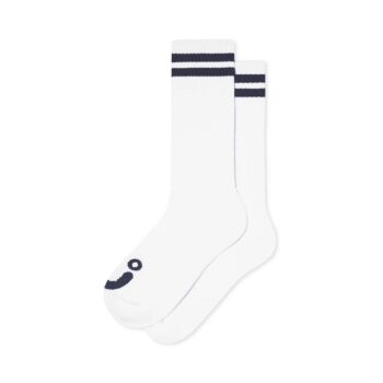 Polar Happy Sad Long Rib Socks - White/Navy