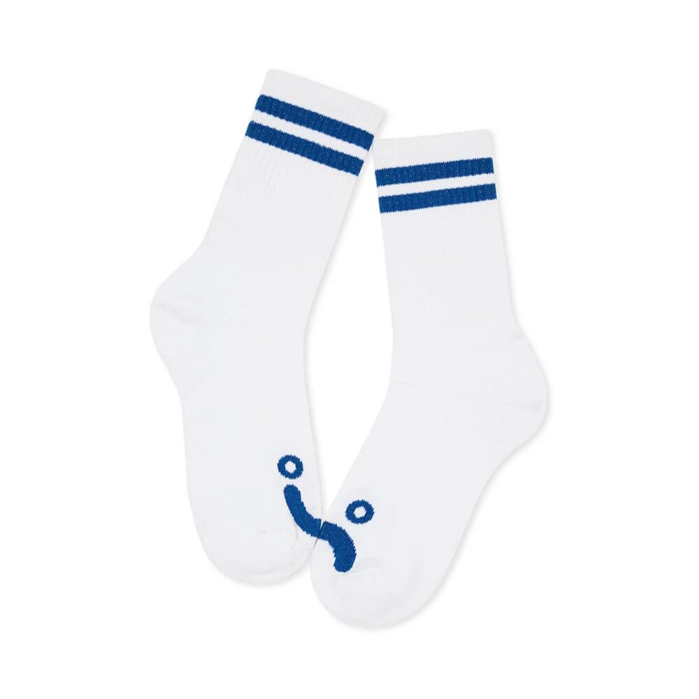 Polar Happy Sad Rib Socks - White/Blue