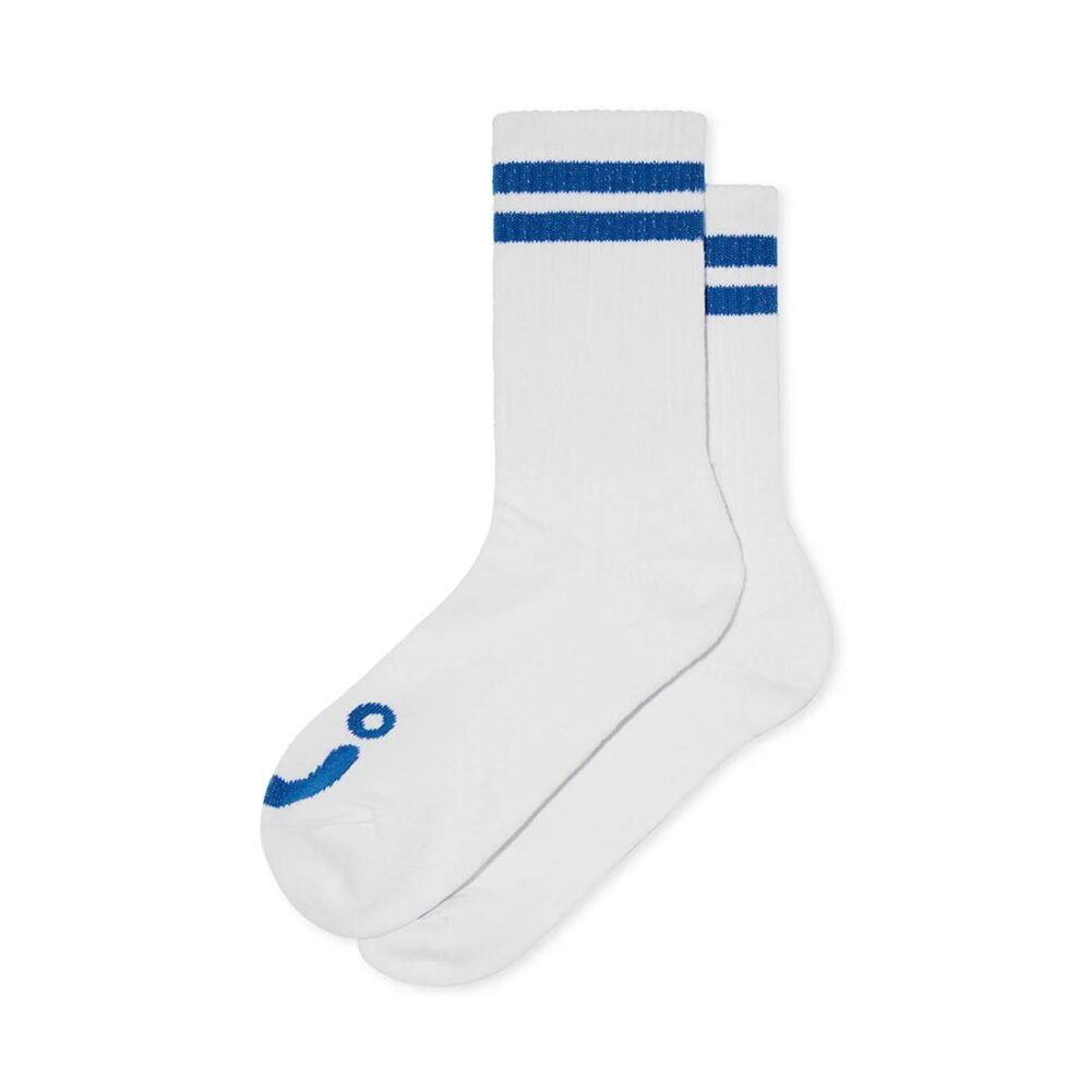 Polar Happy Sad Rib Socks - White/Blue