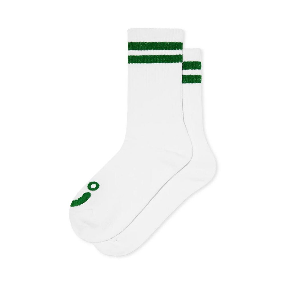 Polar Happy Sad Rib Socks - White/Green