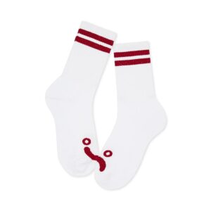 Polar Happy Sad Rib Socks - White/Red