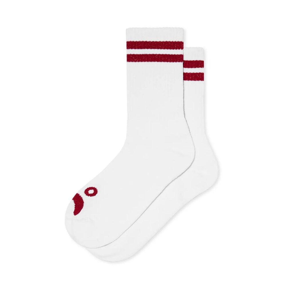 Polar Happy Sad Rib Socks - White/Red