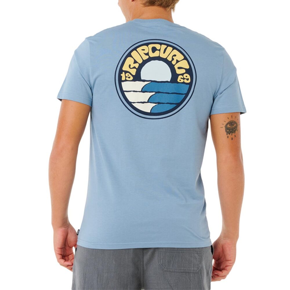 Rip Curl Pacific Rinse Stacked S/S T-Shirt - Faded Denim