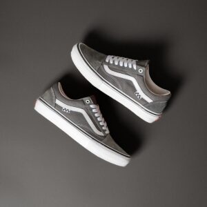 Vans Old Skool Pro Skate Shoes - Pewter/White