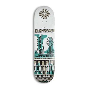 Cliche Javier Mendizabel Griptape Art 8.25" Skateboard Deck - Teal/White