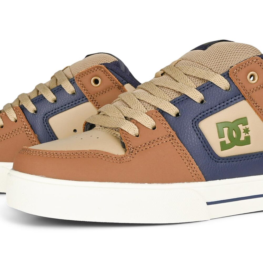 DC Pure Skate Shoes - Brown/Navy/Tan