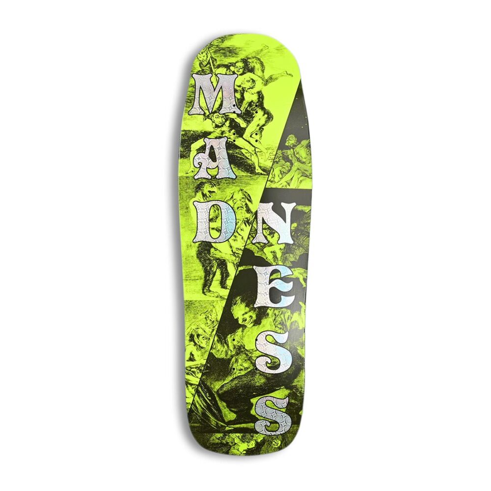 Madness Split R7 10" Skateboard Deck - Safety Yellow/Holographic