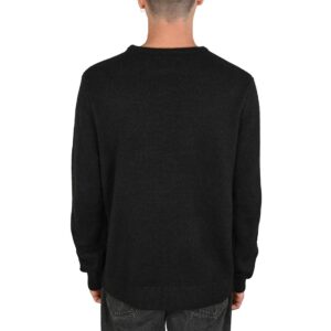 Rhythm Mohair Stripe Knitted Crew Sweater - Black