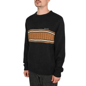 Rhythm Mohair Stripe Knitted Crew Sweater - Black