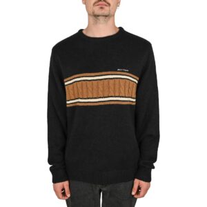Rhythm Mohair Stripe Knitted Crew Sweater - Black