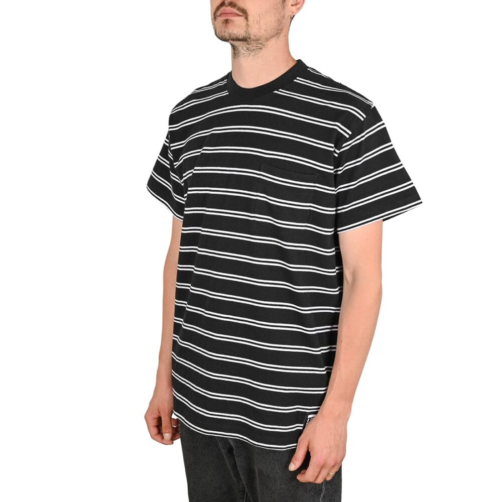 Tired Stamp Striped Pocket S/S T-Shirt - Black