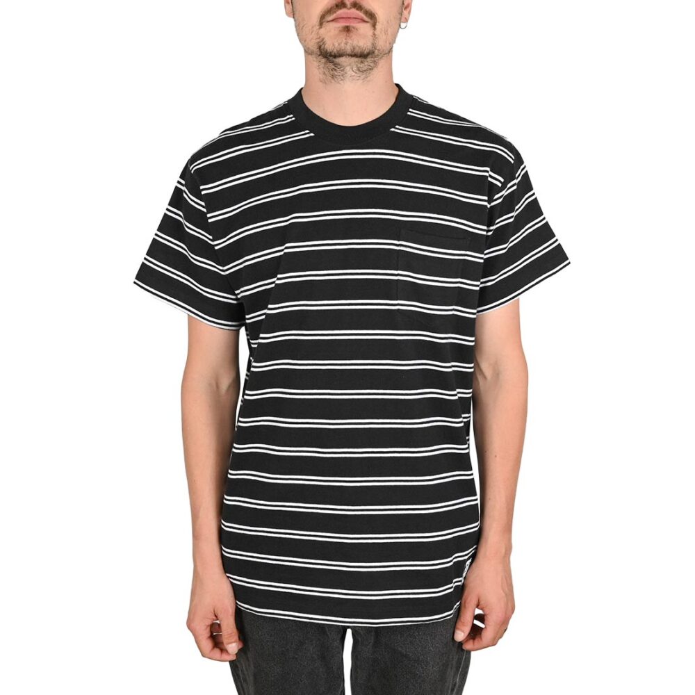 Tired Stamp Striped Pocket S/S T-Shirt - Black
