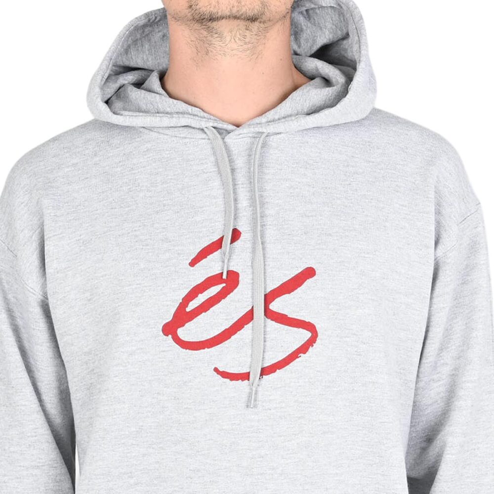 eS Script Pullover Hoodie - Grey/Red