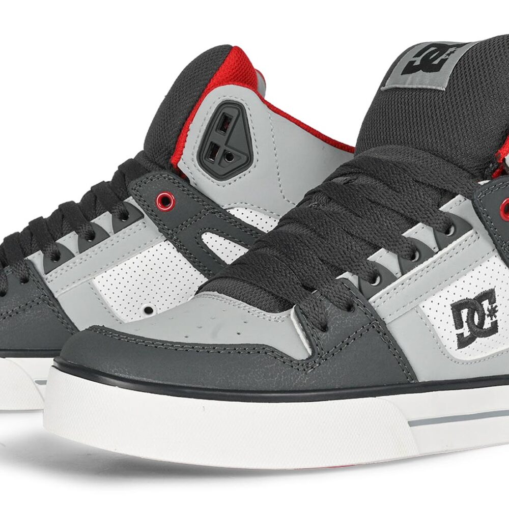 DC Pure High Top WC Skate Shoes - Grey/Red/White