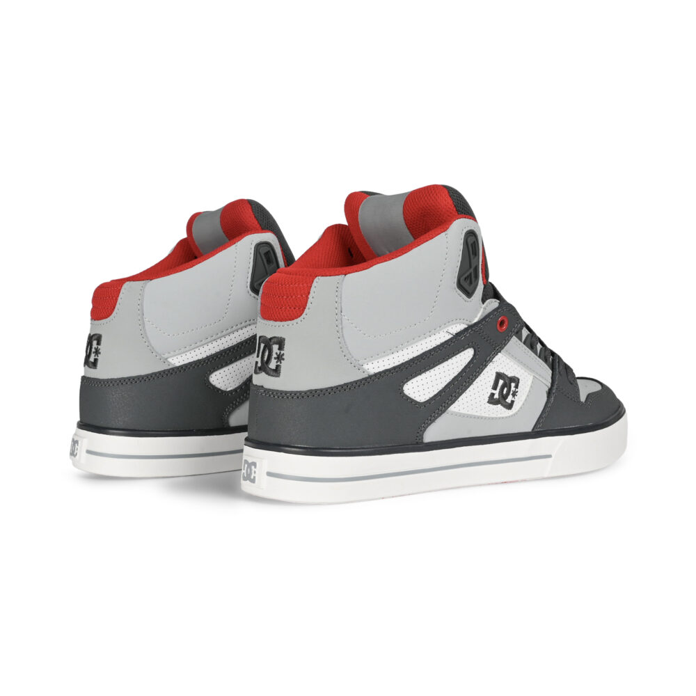 DC Pure High Top WC Skate Shoes - Grey/Red/White