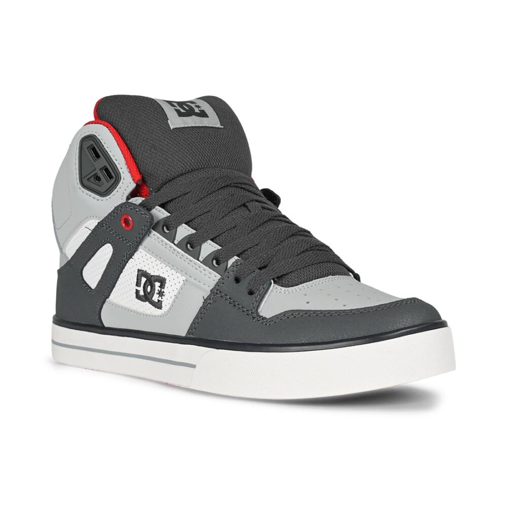 DC Pure High Top WC Skate Shoes - Grey/Red/White
