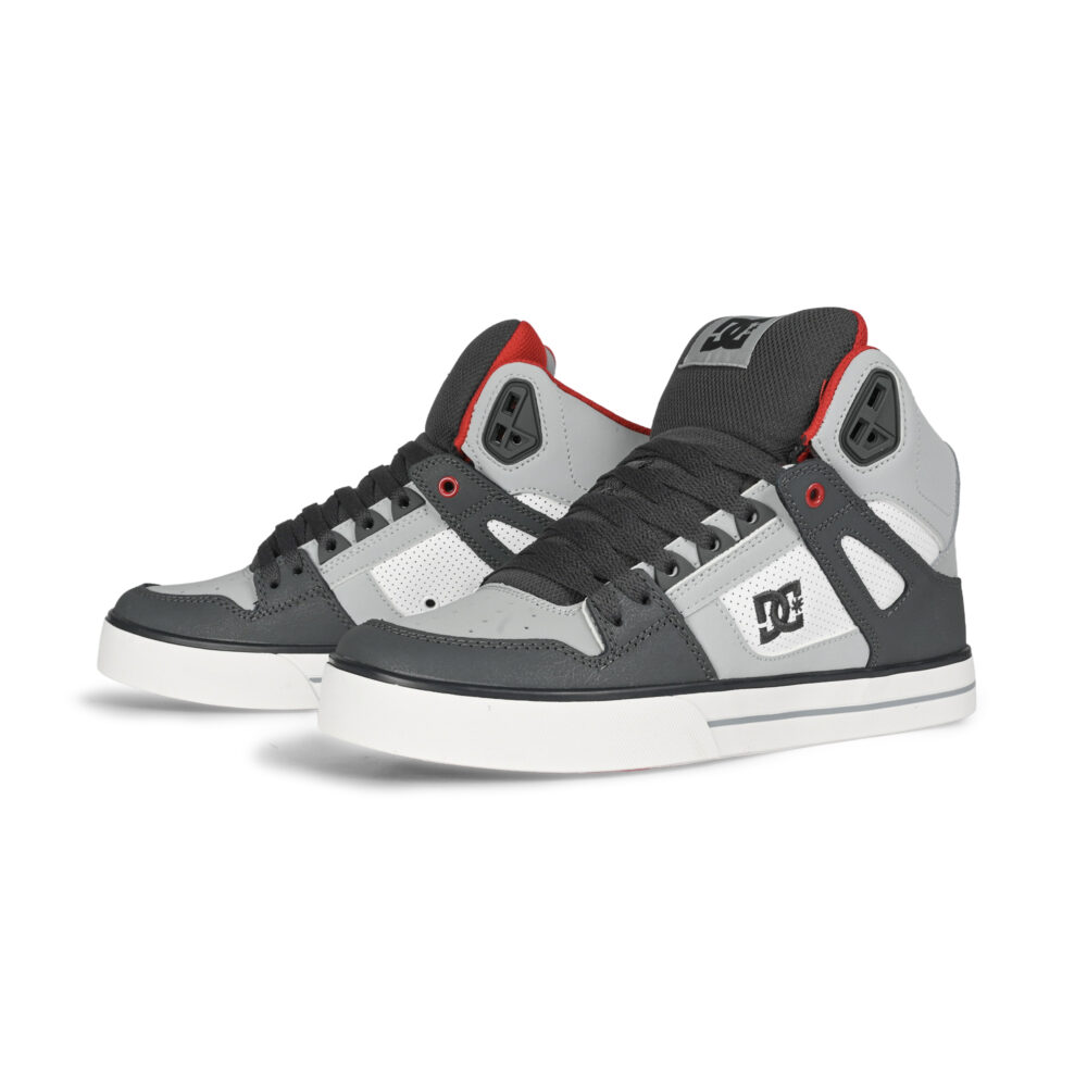 DC Pure High Top WC Skate Shoes - Grey/Red/White