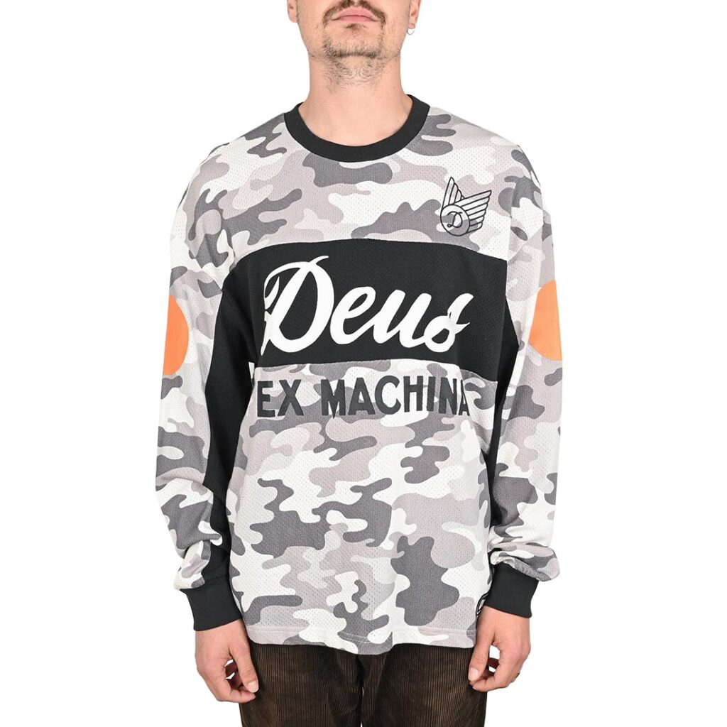 Deus Ex Machina Ombre L/S Moto Jersey - Grey Camo