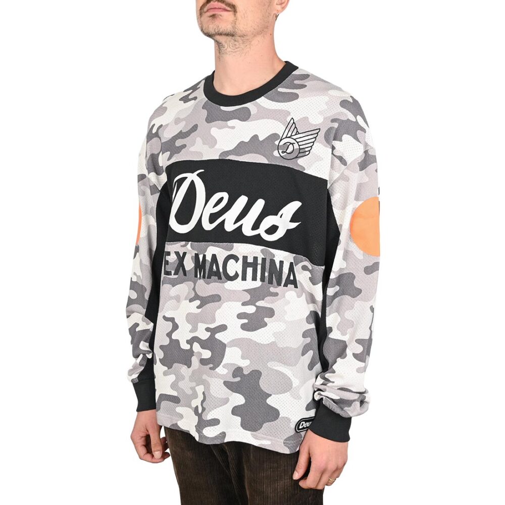 Deus Ex Machina Ombre L/S Moto Jersey - Grey Camo