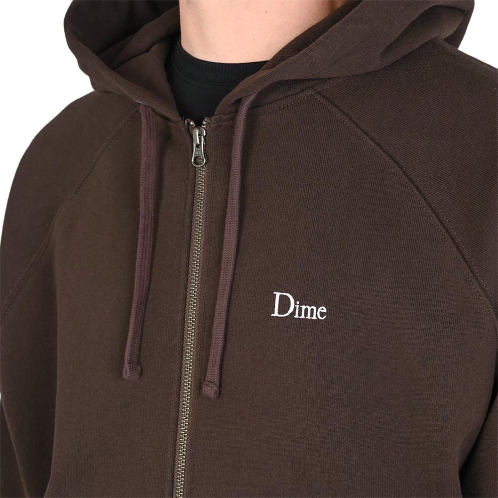 Dime Classic Small Logo Zip Hoodie - Dark Brown