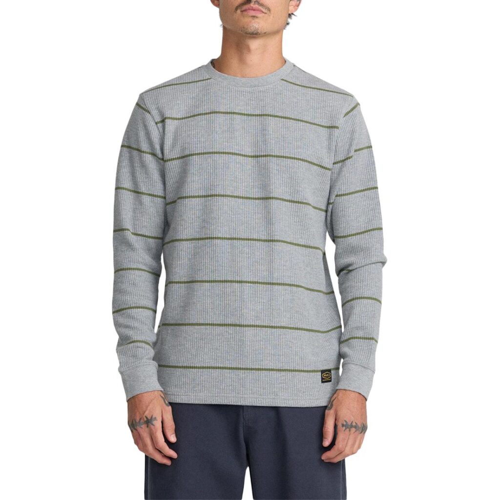 RVCA Thermal Stripe L/S T-Shirt - Heather Grey