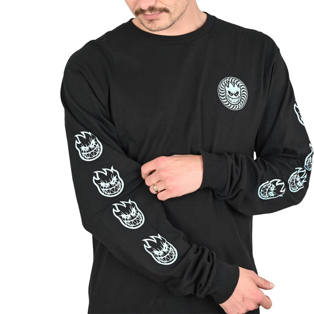 Spitfire Deathmask Classic Sleeve Glow L/S T-Shirt - Black