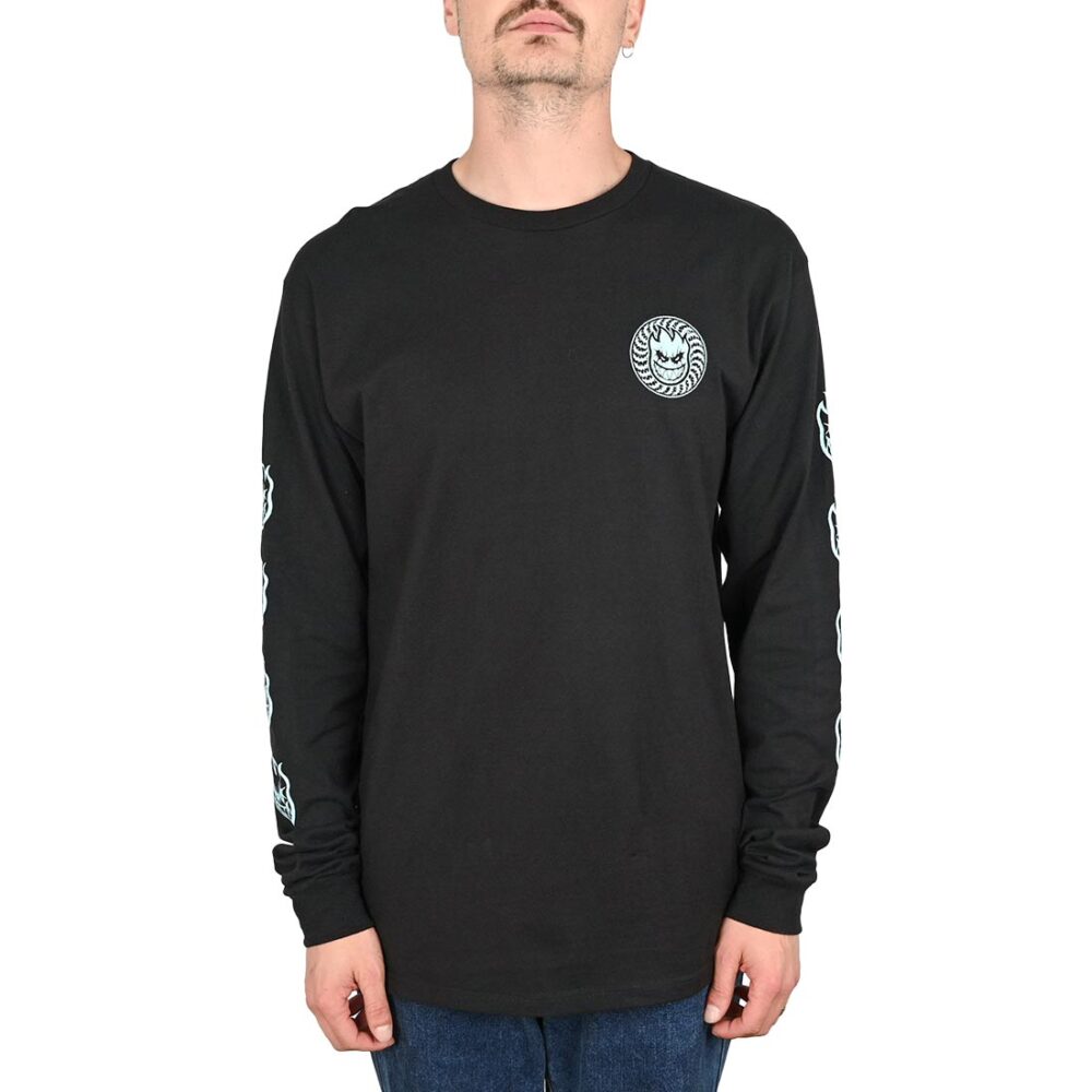 Spitfire Deathmask Classic Sleeve Glow L/S T-Shirt - Black