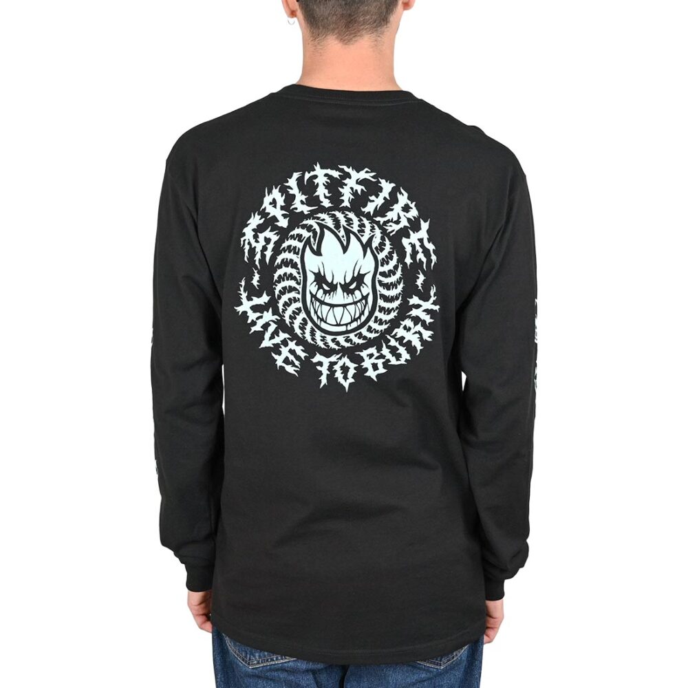 Spitfire Deathmask Classic Sleeve Glow L/S T-Shirt - Black