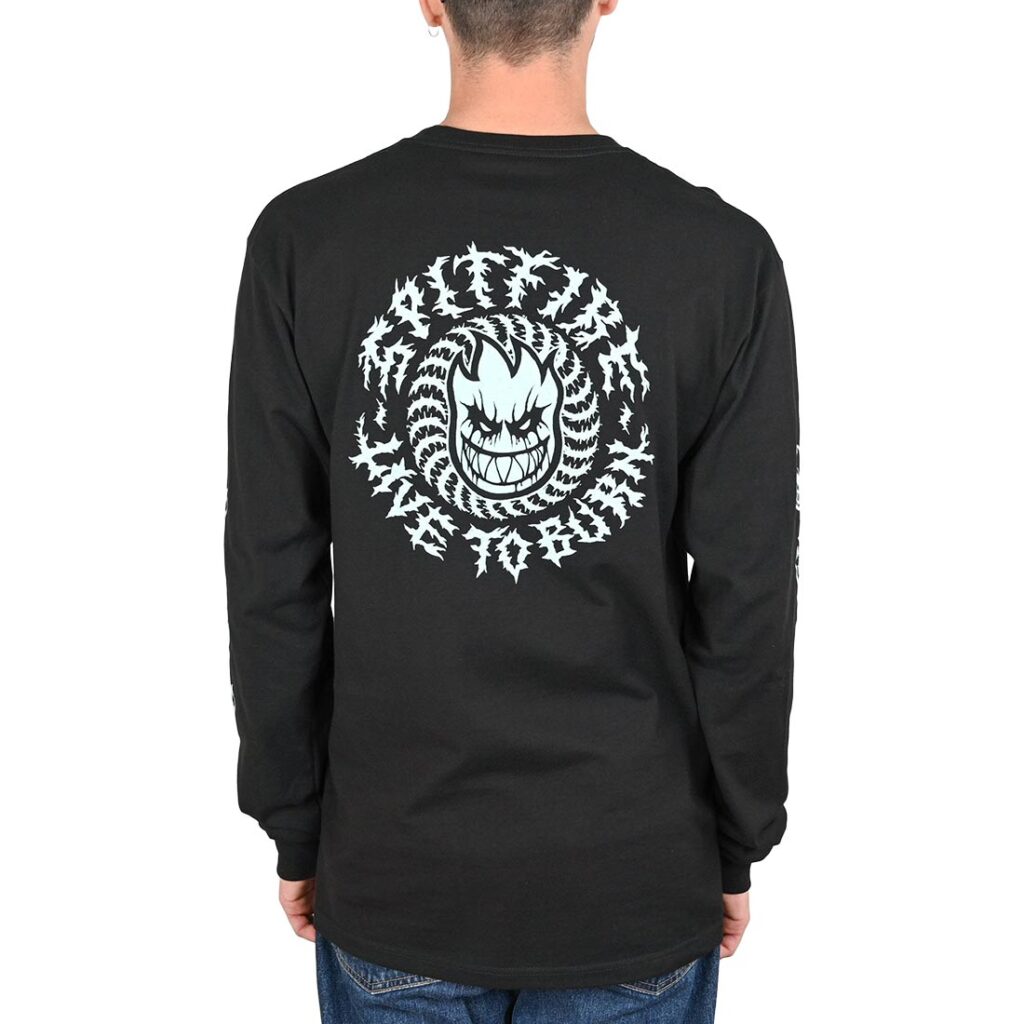 Spitfire Deathmask Classic Sleeve Glow L/S T-Shirt - Black