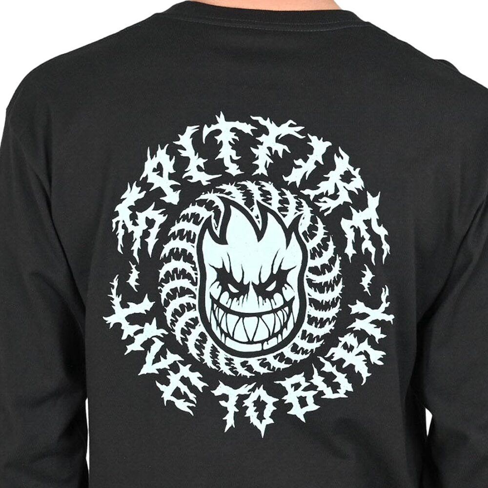 Spitfire Deathmask Classic Sleeve Glow L/S T-Shirt - Black
