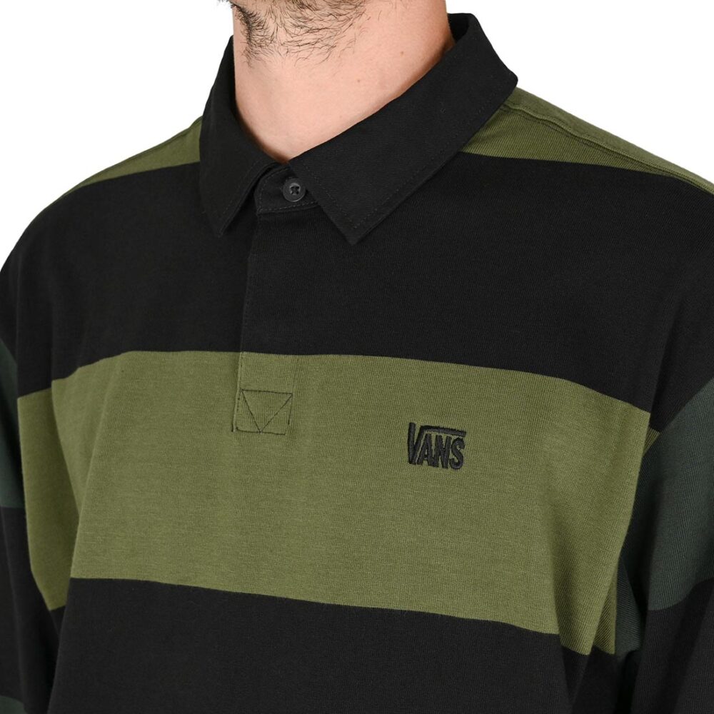 Vans 2-Tone Stripe Ward Rugby Shirt - Black/Green