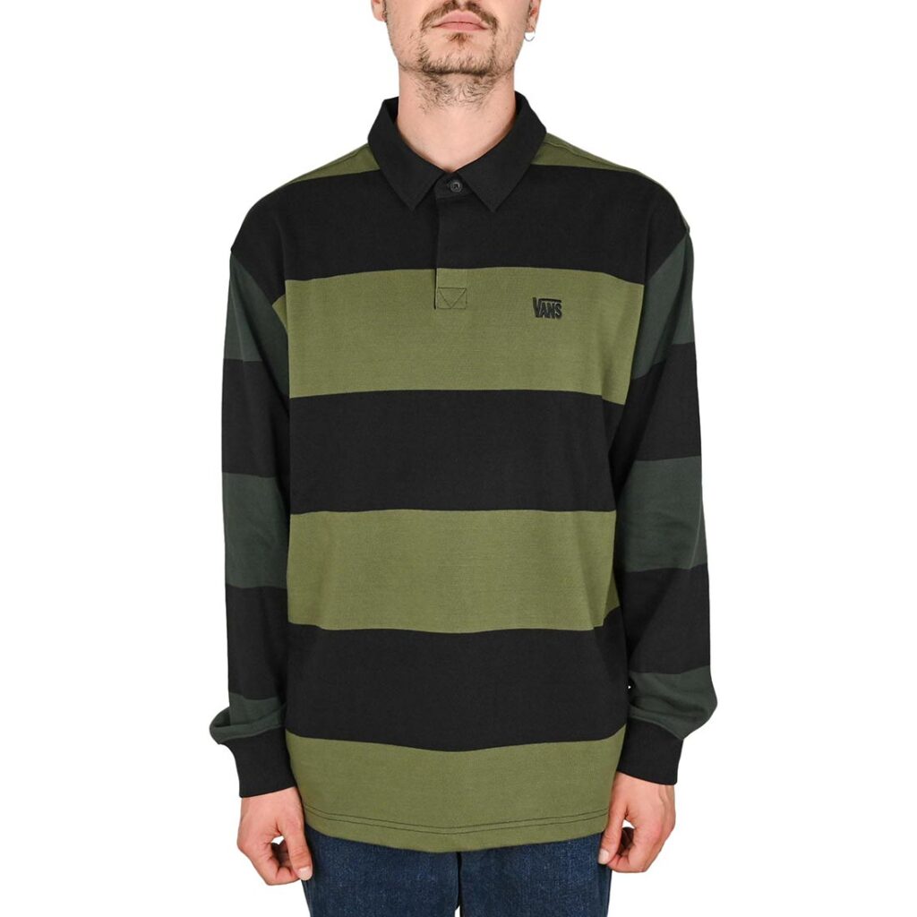 Vans 2-Tone Stripe Ward Rugby Shirt - Black/Green