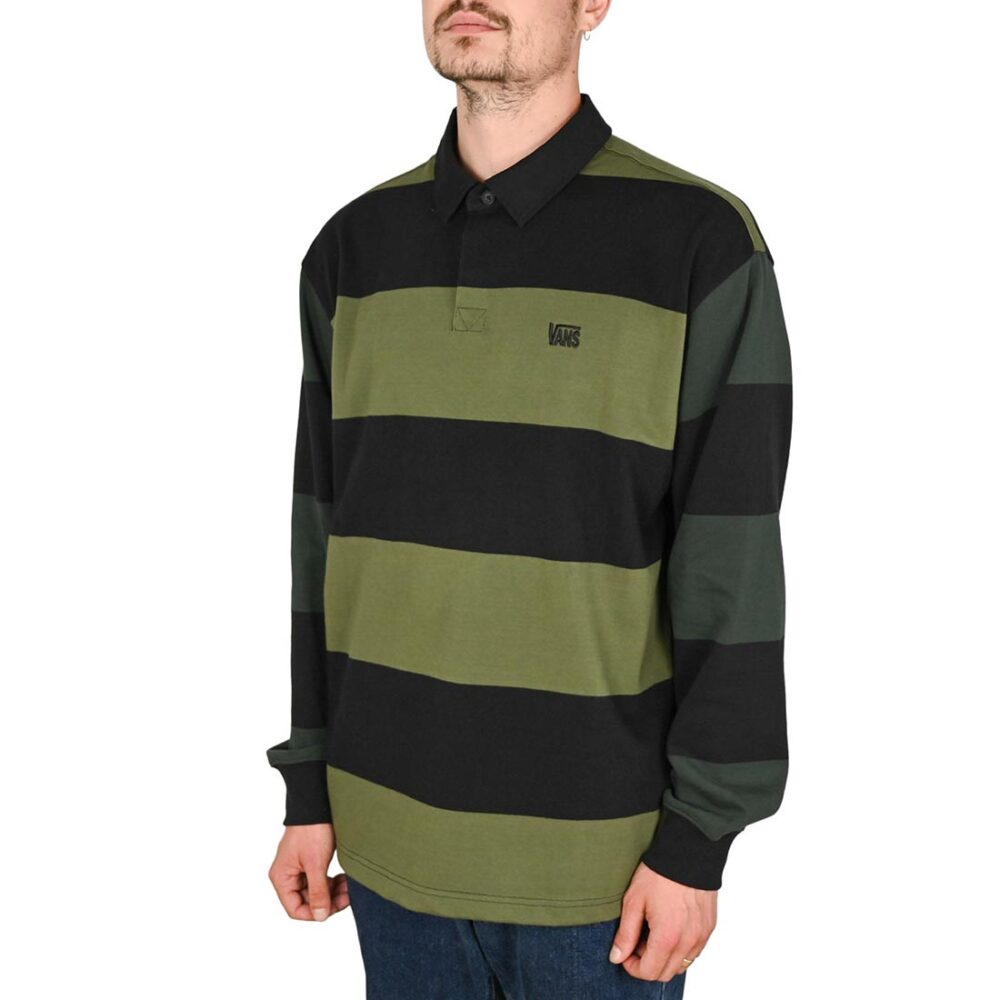Vans 2-Tone Stripe Ward Rugby Shirt - Black/Green