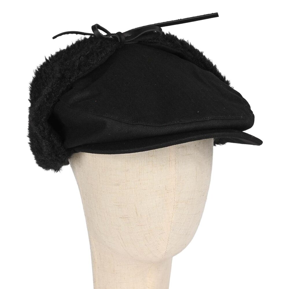 Brixton Barrel Earflap Snap Cap - Black/Black